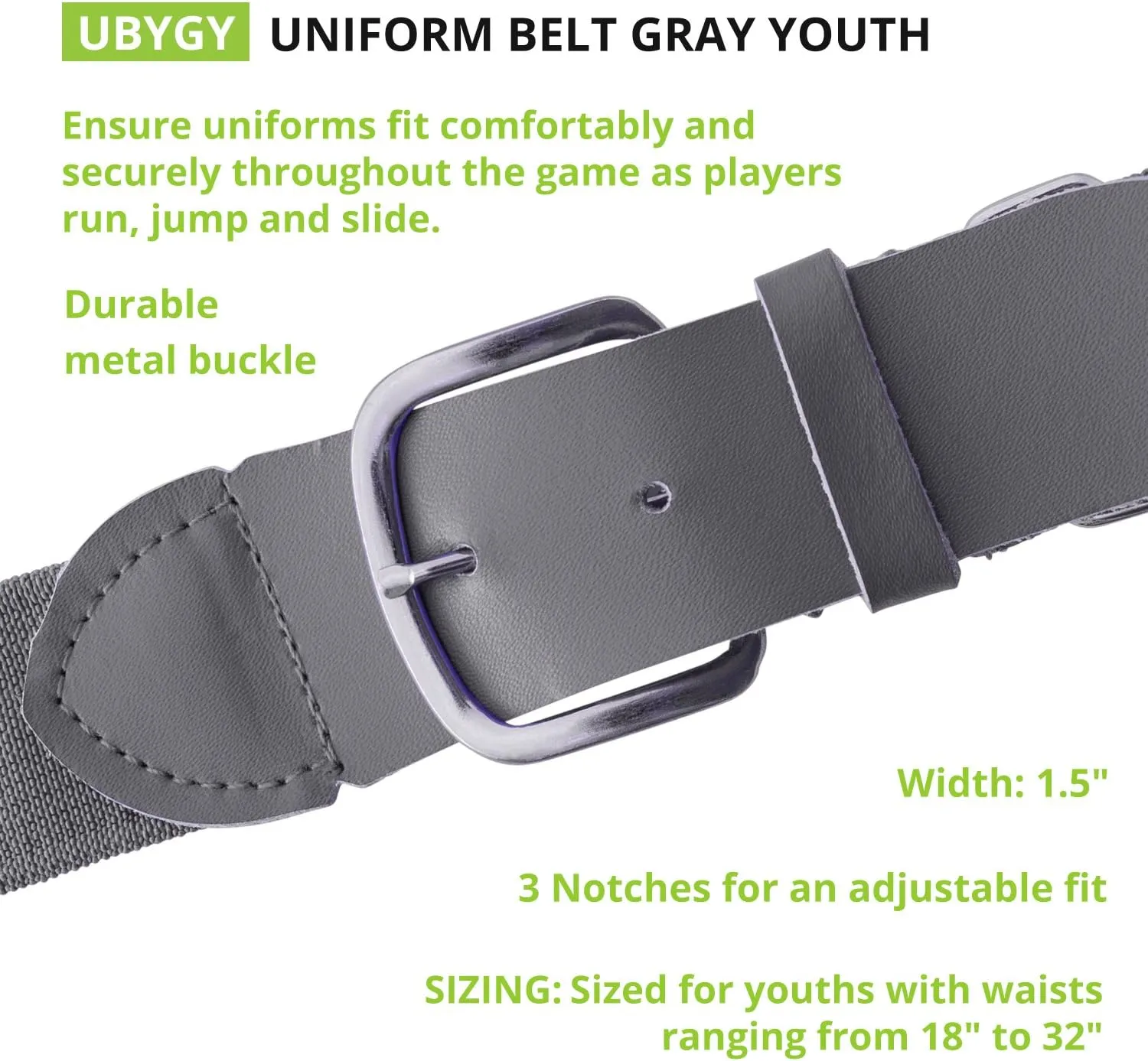 Champion Sports Baseball/Softball Uniform Belt, Comfort Stretch Fit - Durable Syntex Tab, Youth & Adult Sizes