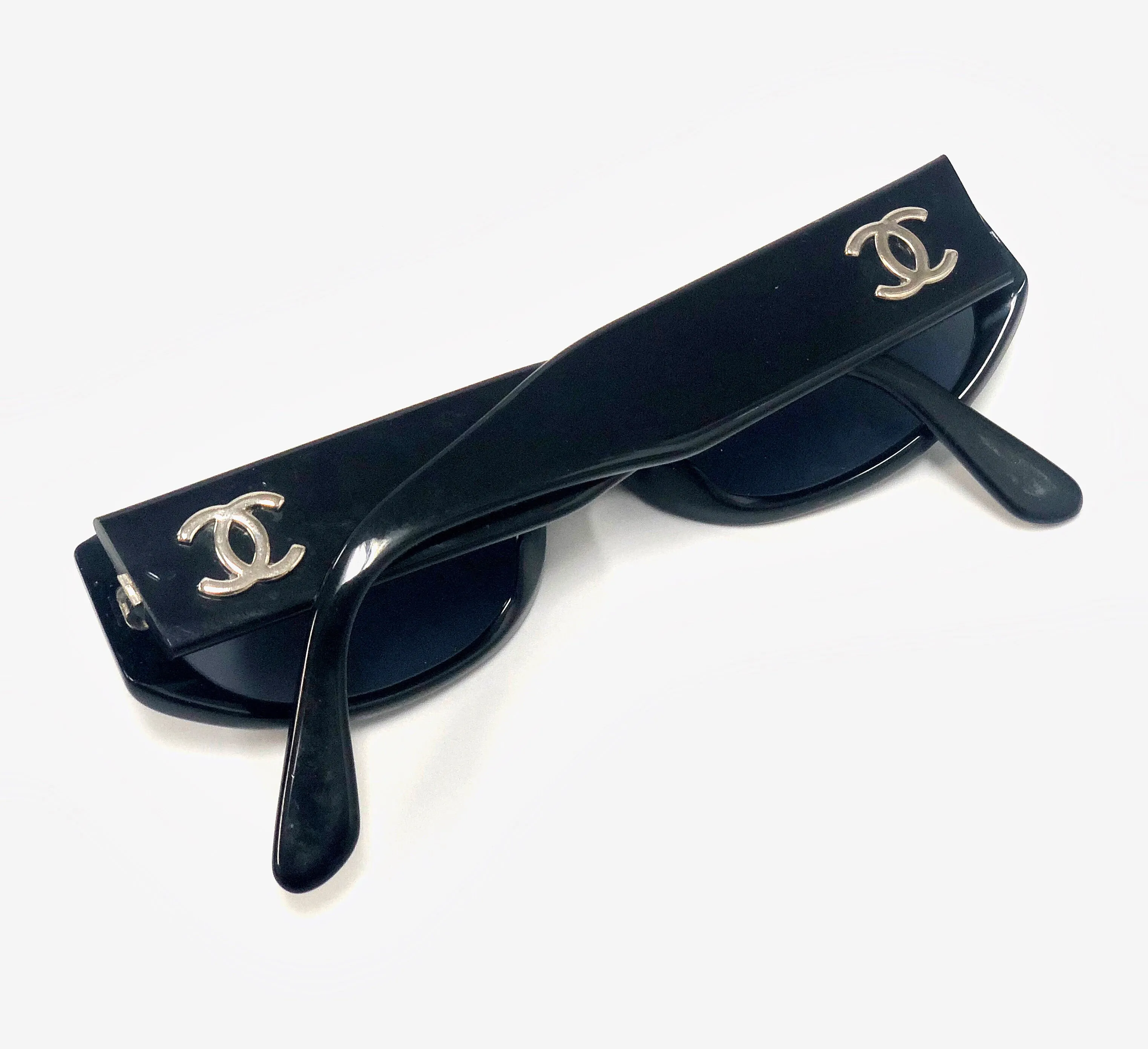 Chanel Vintage Black Small Frame Sunglasses