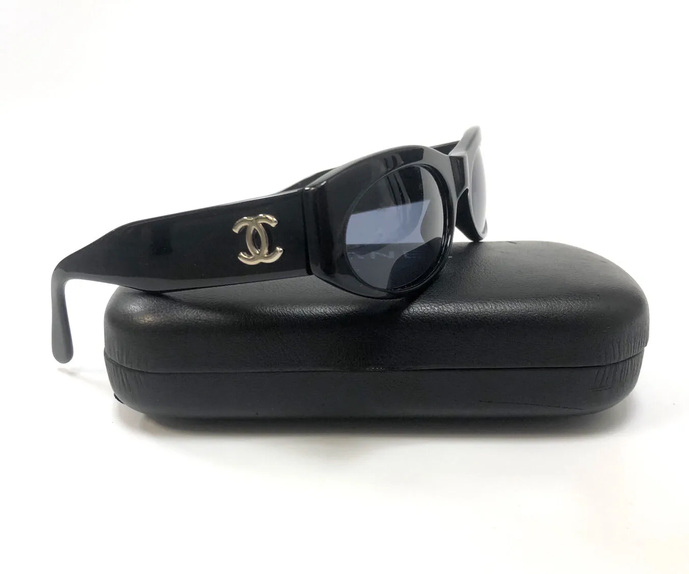 Chanel Vintage Black Small Frame Sunglasses