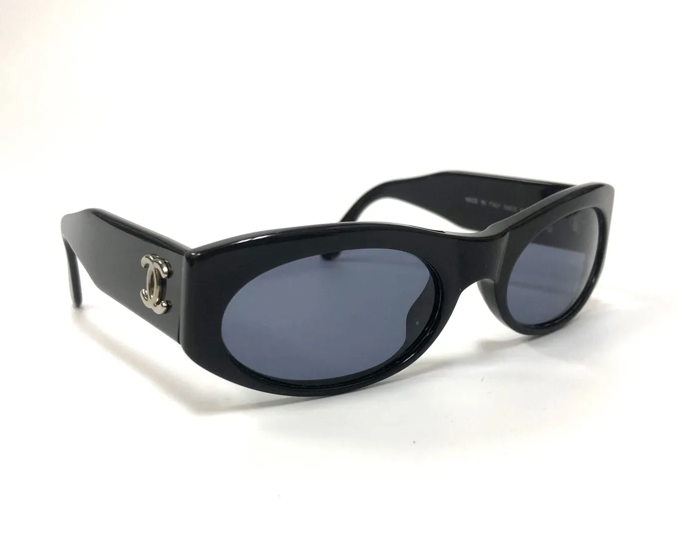 Chanel Vintage Black Small Frame Sunglasses