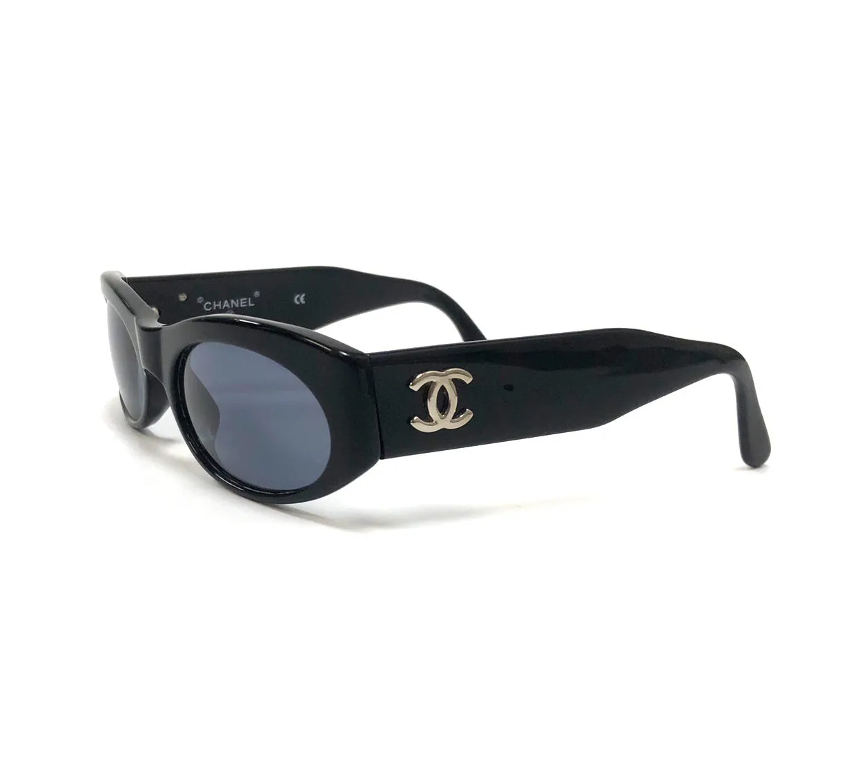 Chanel Vintage Black Small Frame Sunglasses