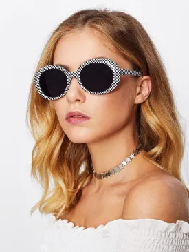 Checker Frame Flat Lens Sunglasses