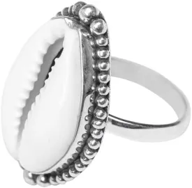 Cowrie Ring For Women Girls, 925 Sterling Silver Cowrie Ring, Natural Beach Shell Ring, Hammered Jewelry Christmas Ring Size