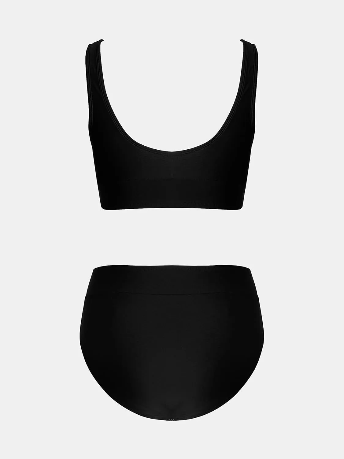 CUPSHE Women's Bikini Sets Two Piece Swimsuit Scoop Neck Tank Wide Straps Midkini Stitching