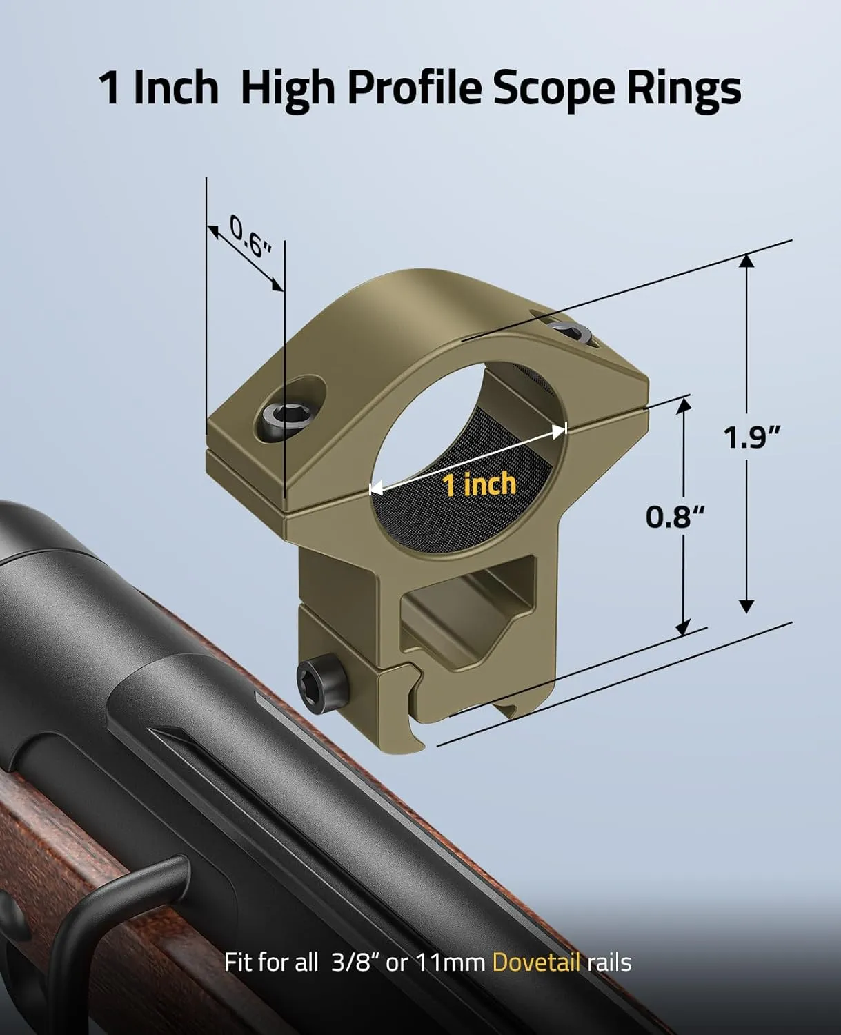 CVLIFE 1 Inch Scope Rings - Scope Mount for Dovetail and Picatinny Rails - 2 Pieces