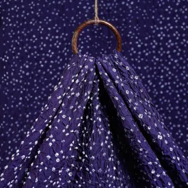 Dark Purple Kutch Bandhani Tie-Dye Chanderi Silk Fabric