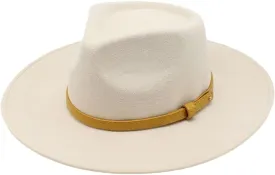 DHAEY Vintage Bonded Woolen Felt Europe and America Wide Brimmed Top Hat Unisex Autumn and Winter Woolen Jazz Hat Luopan Caps & Hats (Color : Beige, Size : 56-58cm)