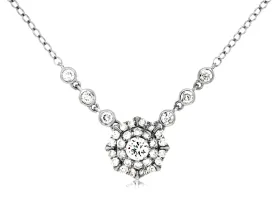 Diamond Halo Cluster Necklace
