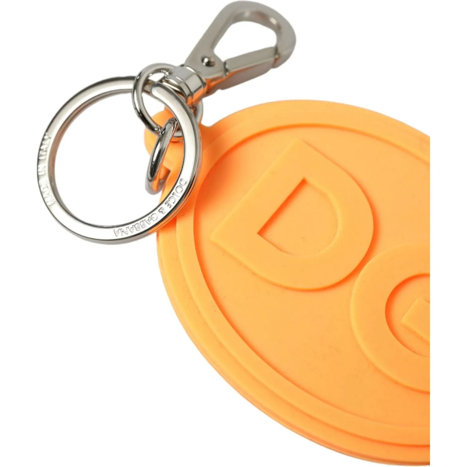 Dolce & Gabbana Elegant Orange Charm Keyring with Silver Detail