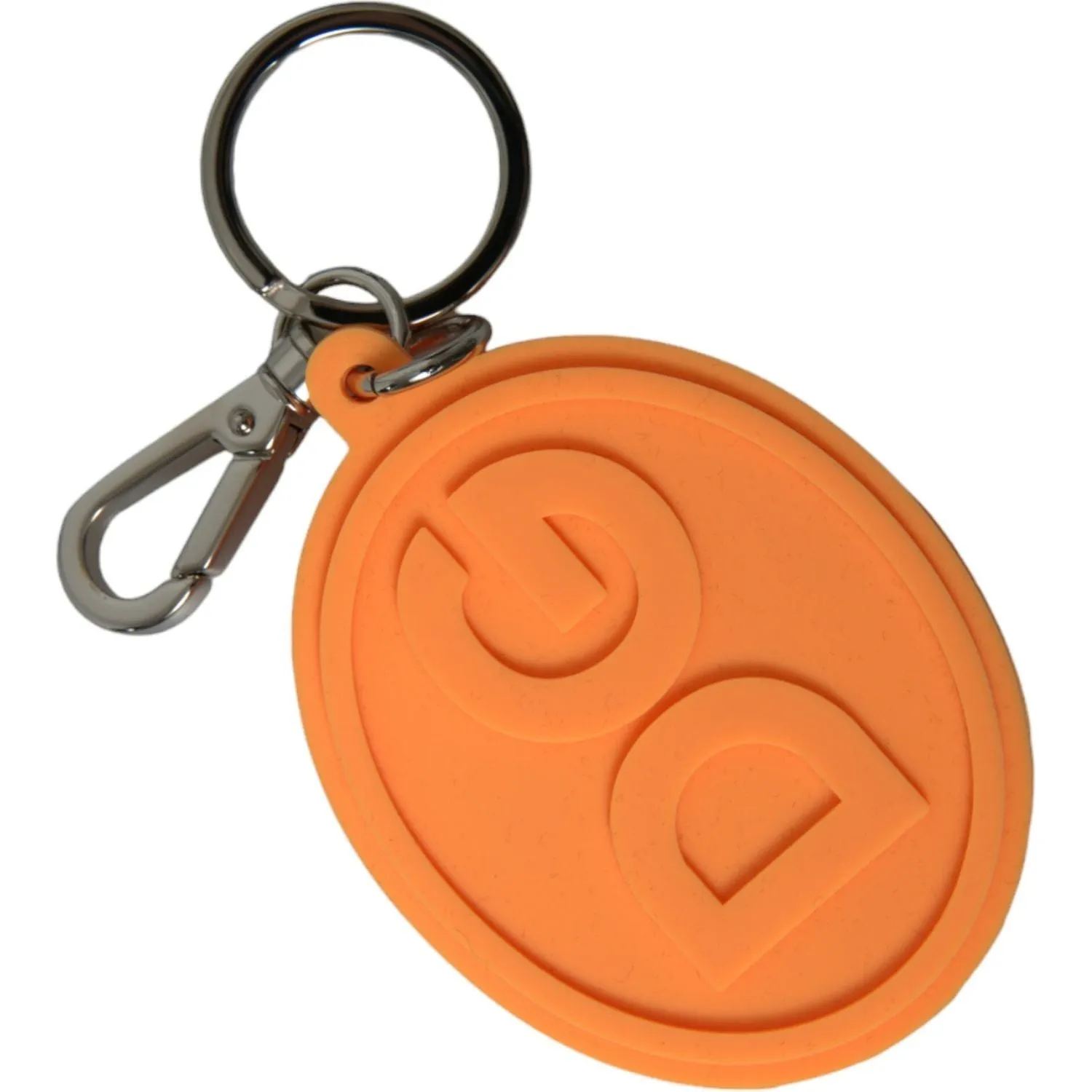 Dolce & Gabbana Elegant Orange Charm Keyring with Silver Detail