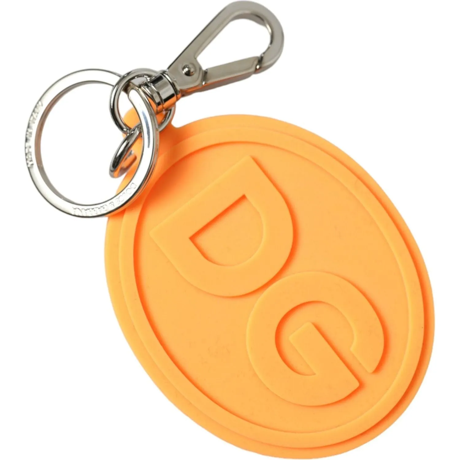 Dolce & Gabbana Elegant Orange Charm Keyring with Silver Detail