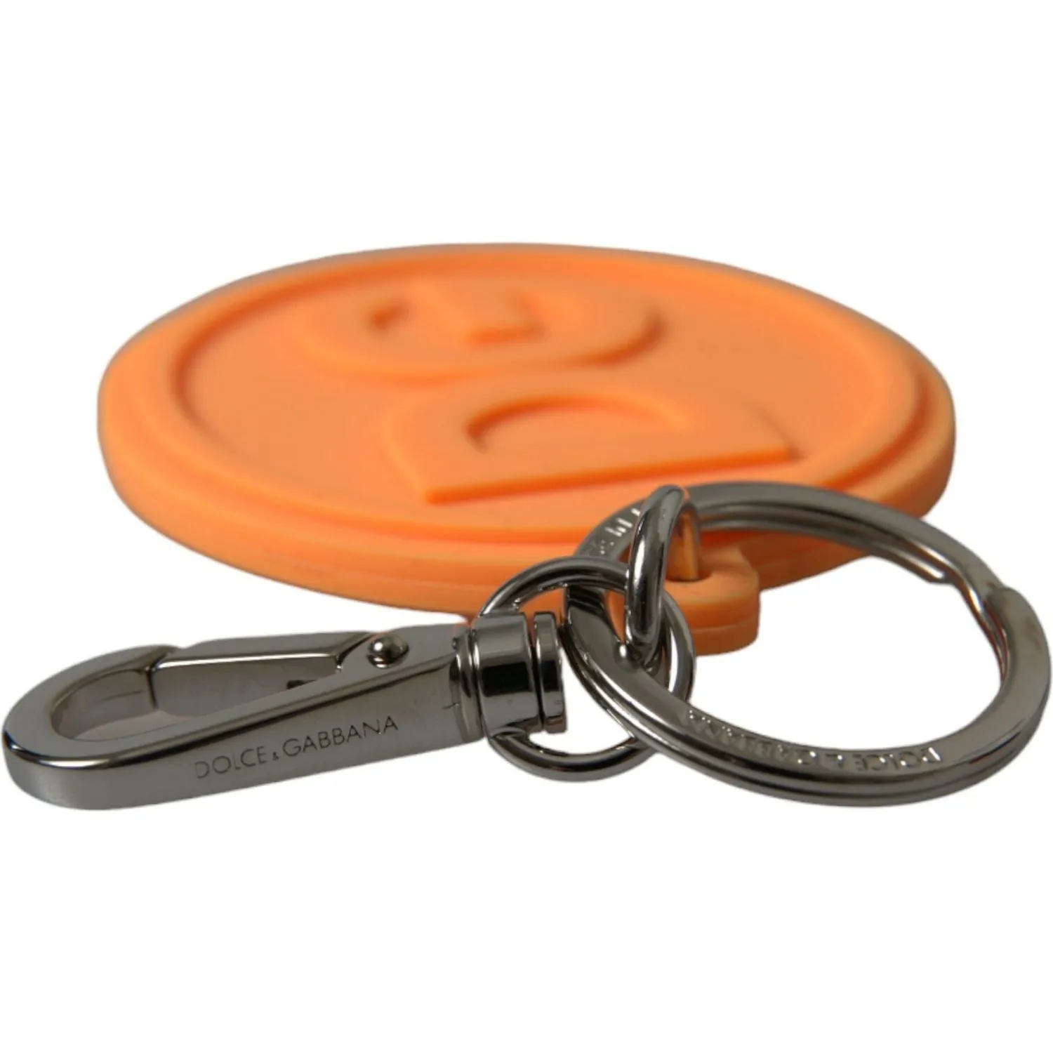 Dolce & Gabbana Elegant Orange Charm Keyring with Silver Detail