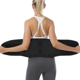 Elastic Back Lumbar Brace Support Belt Orthopedic Posture Corrector Lower Back Waist Support Corset Women (Black-L)