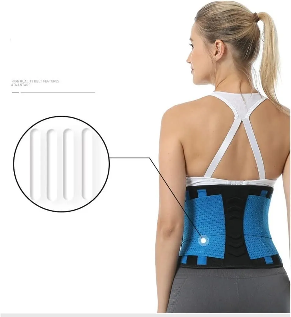 Elastic Back Lumbar Brace Support Belt Orthopedic Posture Corrector Lower Back Waist Support Corset Women (Black-L)