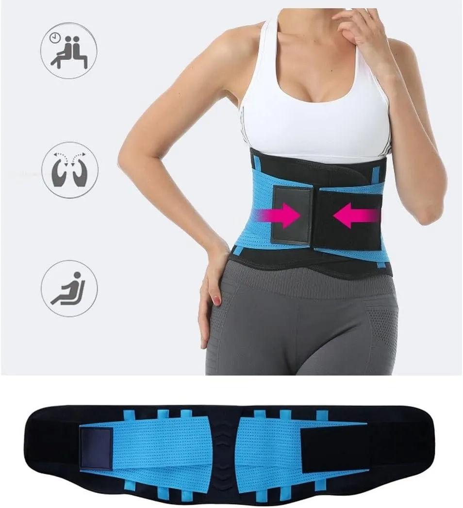 Elastic Back Lumbar Brace Support Belt Orthopedic Posture Corrector Lower Back Waist Support Corset Women (Black-L)