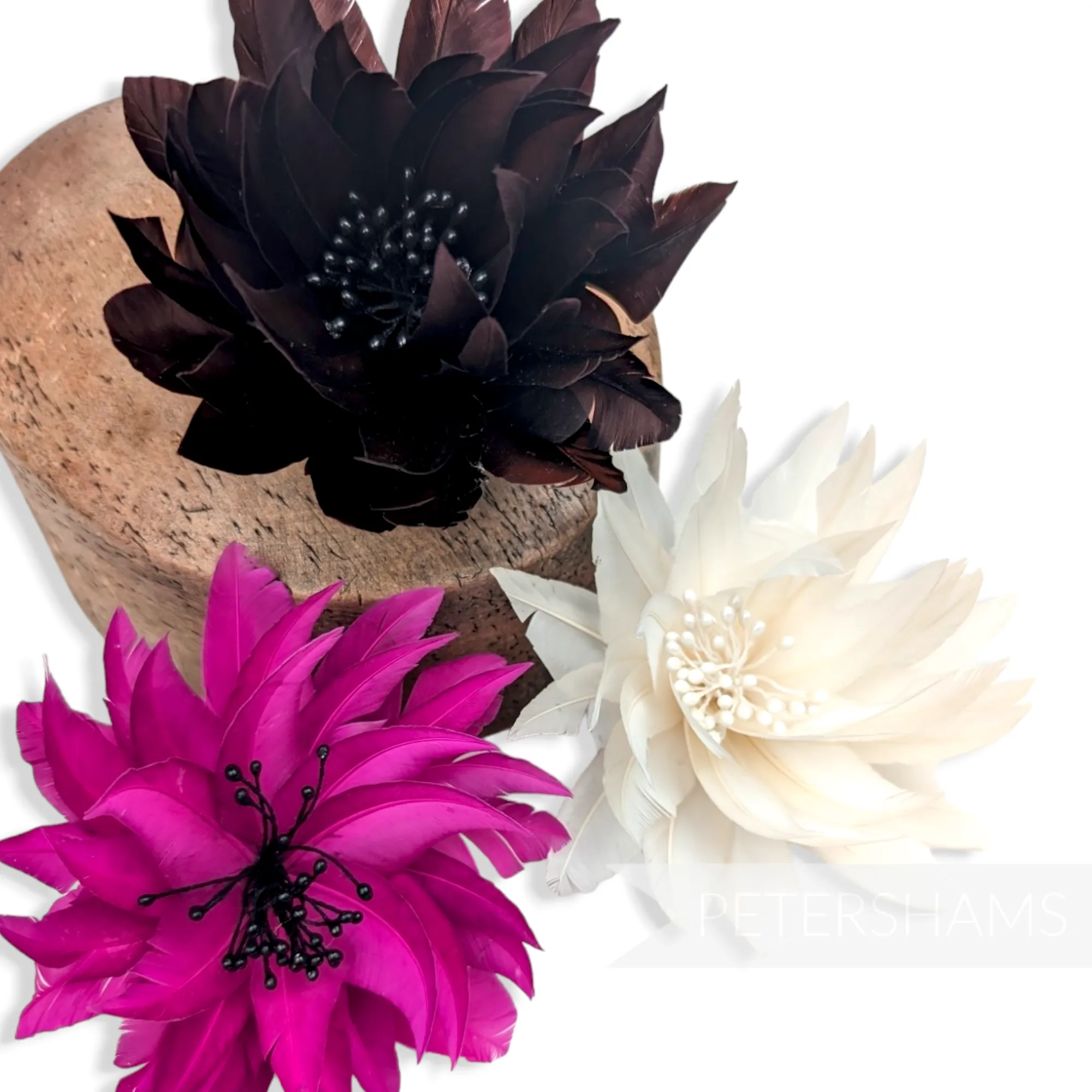 'Erin' Goose Feather Lotus Flower Millinery Hat Mount