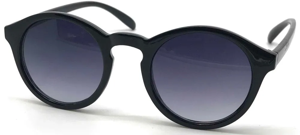 Fantas-Eyes Mens Jojo Plastic Round Sunglasses - Black