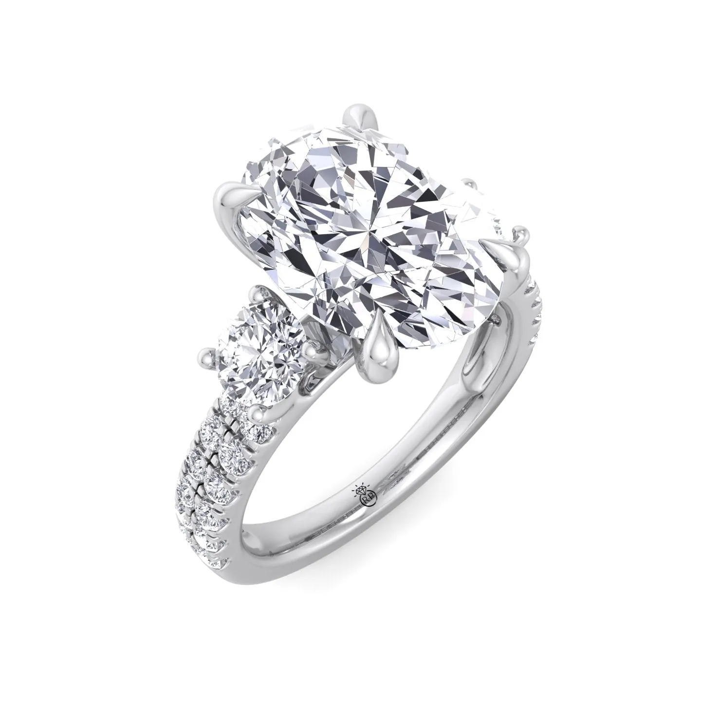 Farra - Double Row Accented Round & Oval Engagement Ring