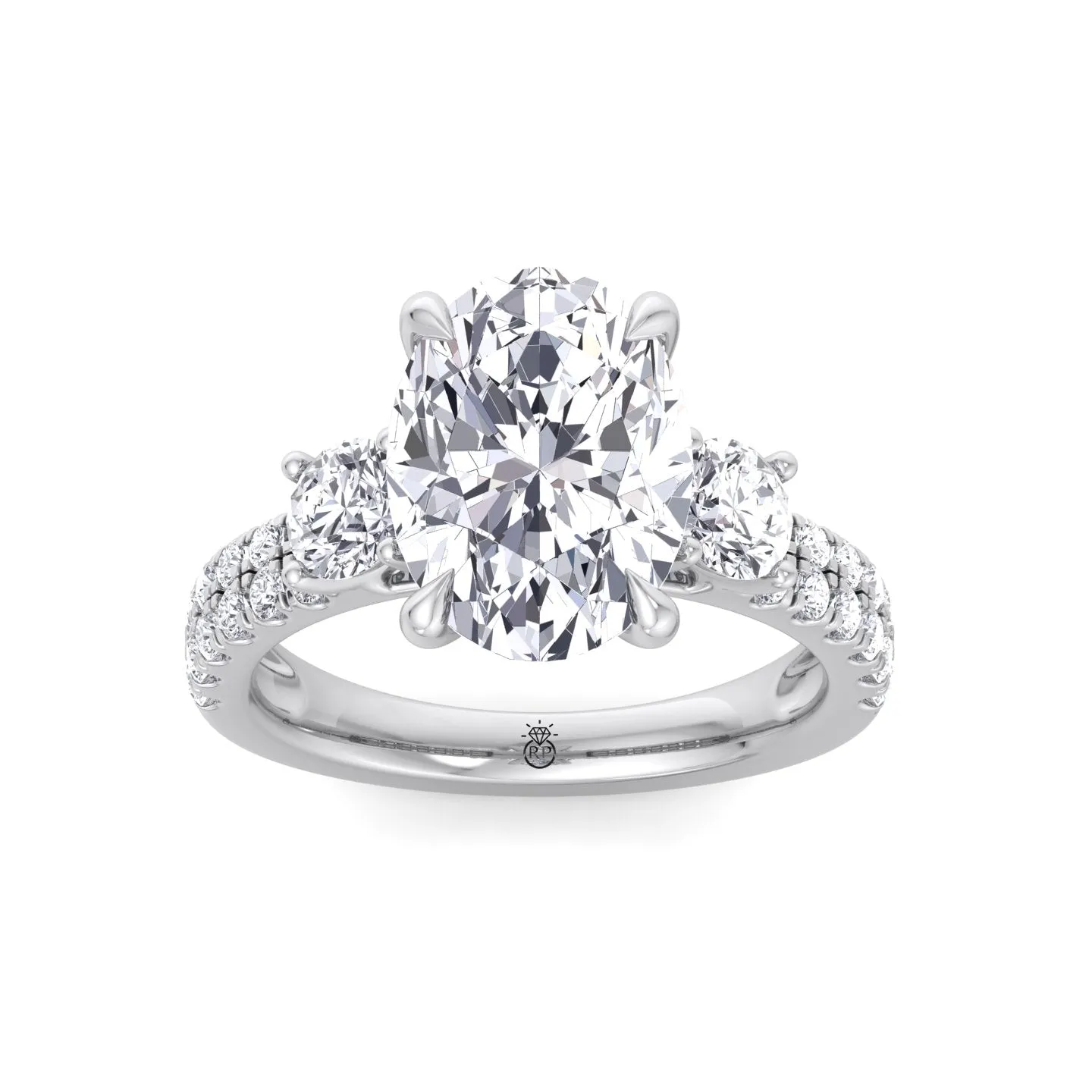 Farra - Double Row Accented Round & Oval Engagement Ring
