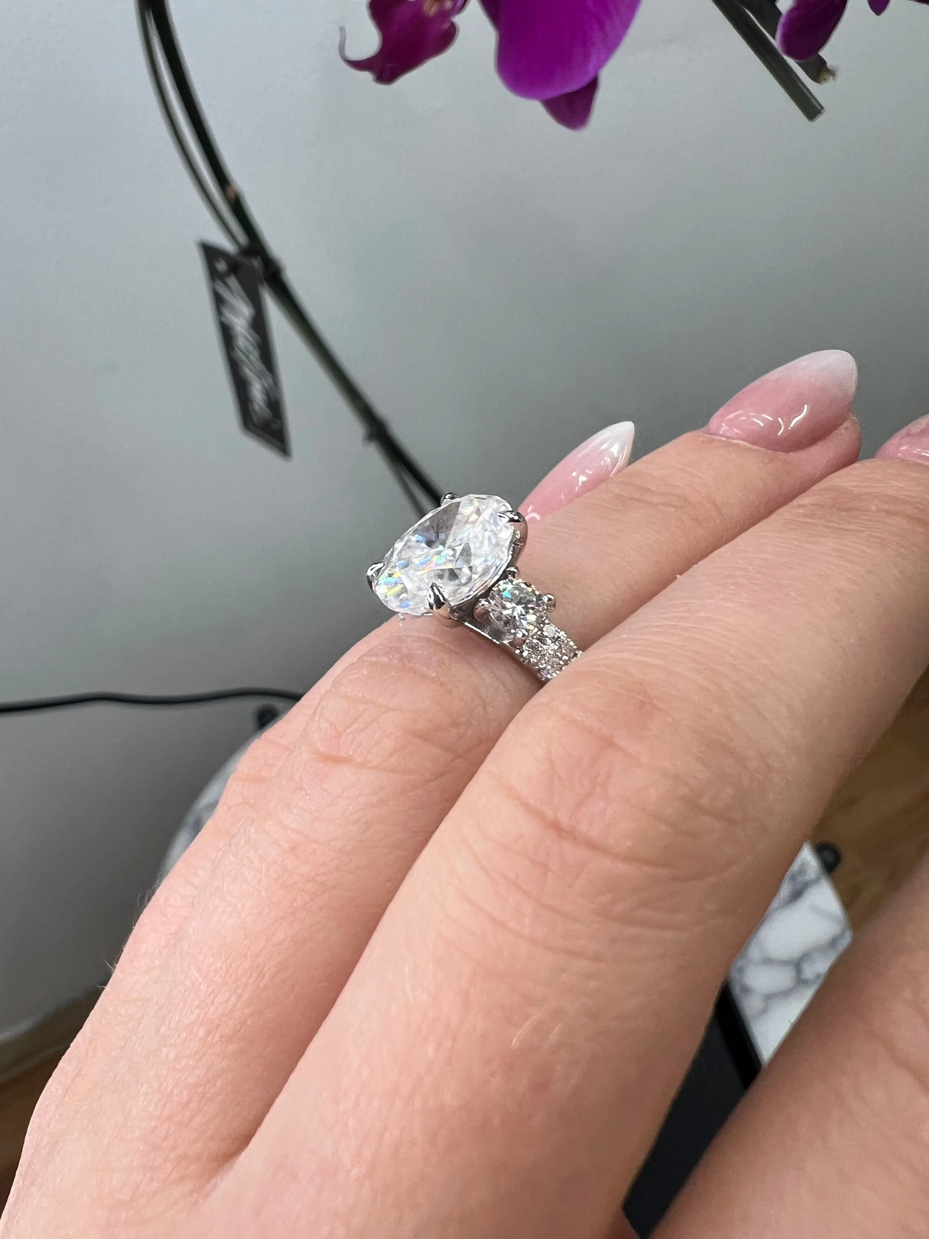 Farra - Double Row Accented Round & Oval Engagement Ring