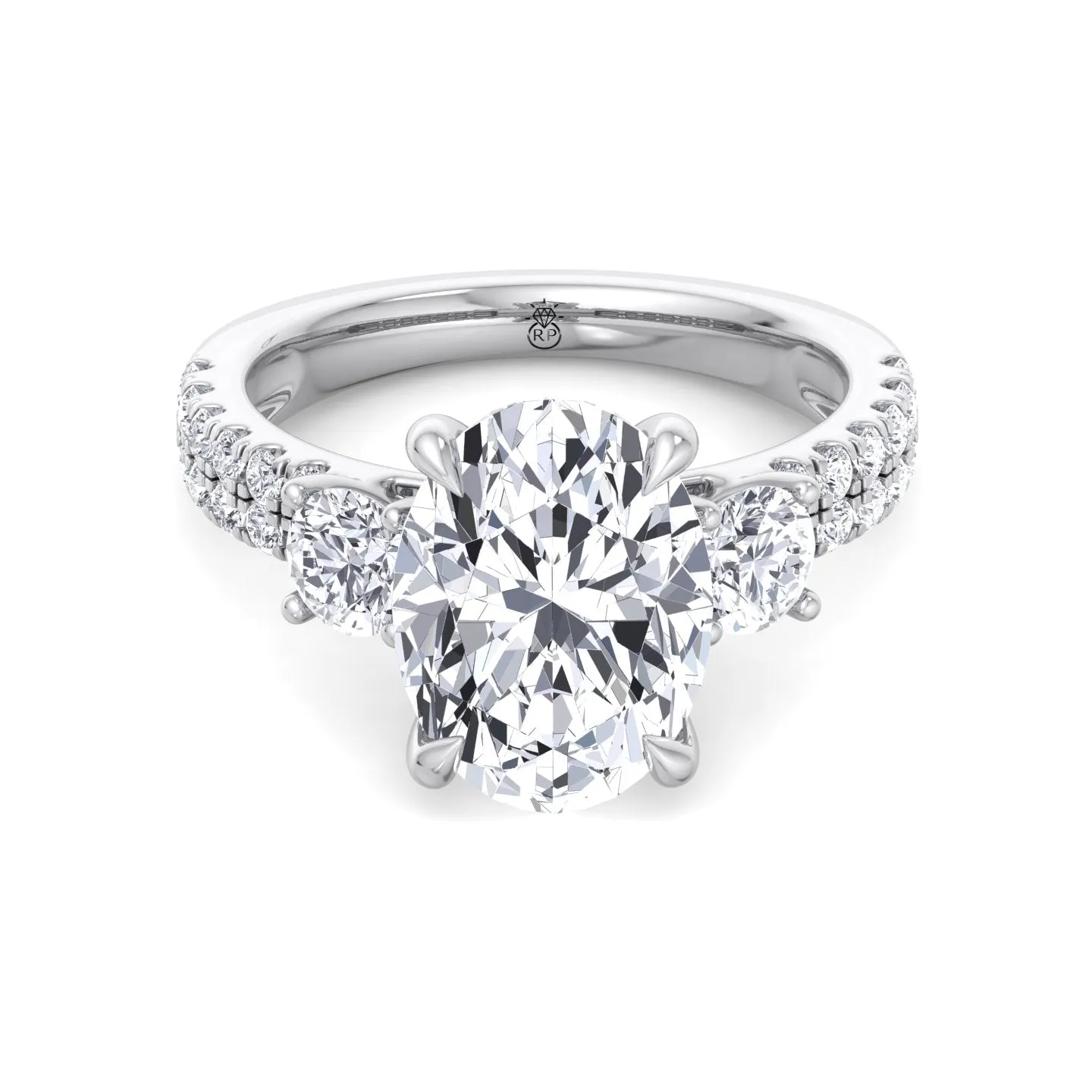 Farra - Double Row Accented Round & Oval Engagement Ring