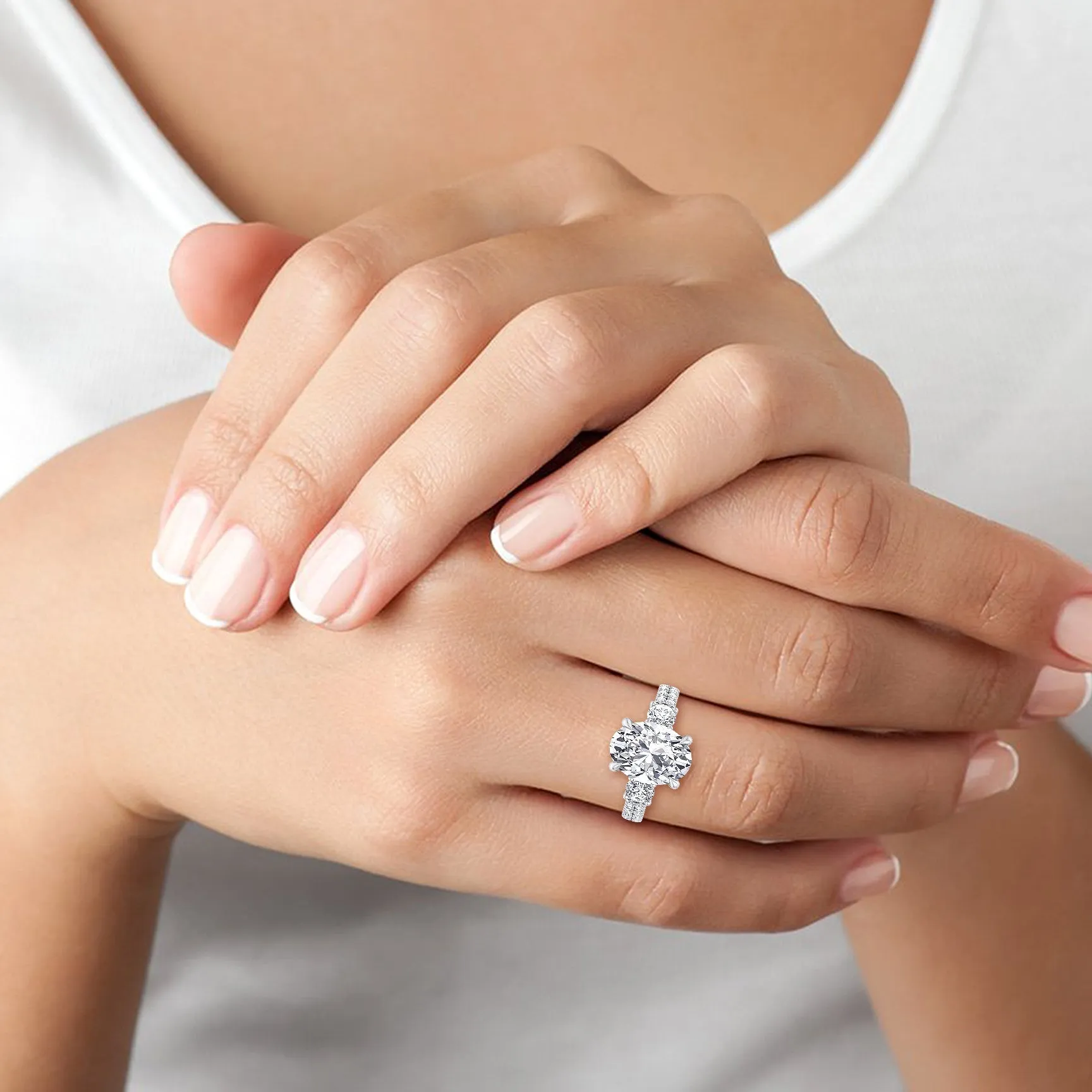 Farra - Double Row Accented Round & Oval Engagement Ring