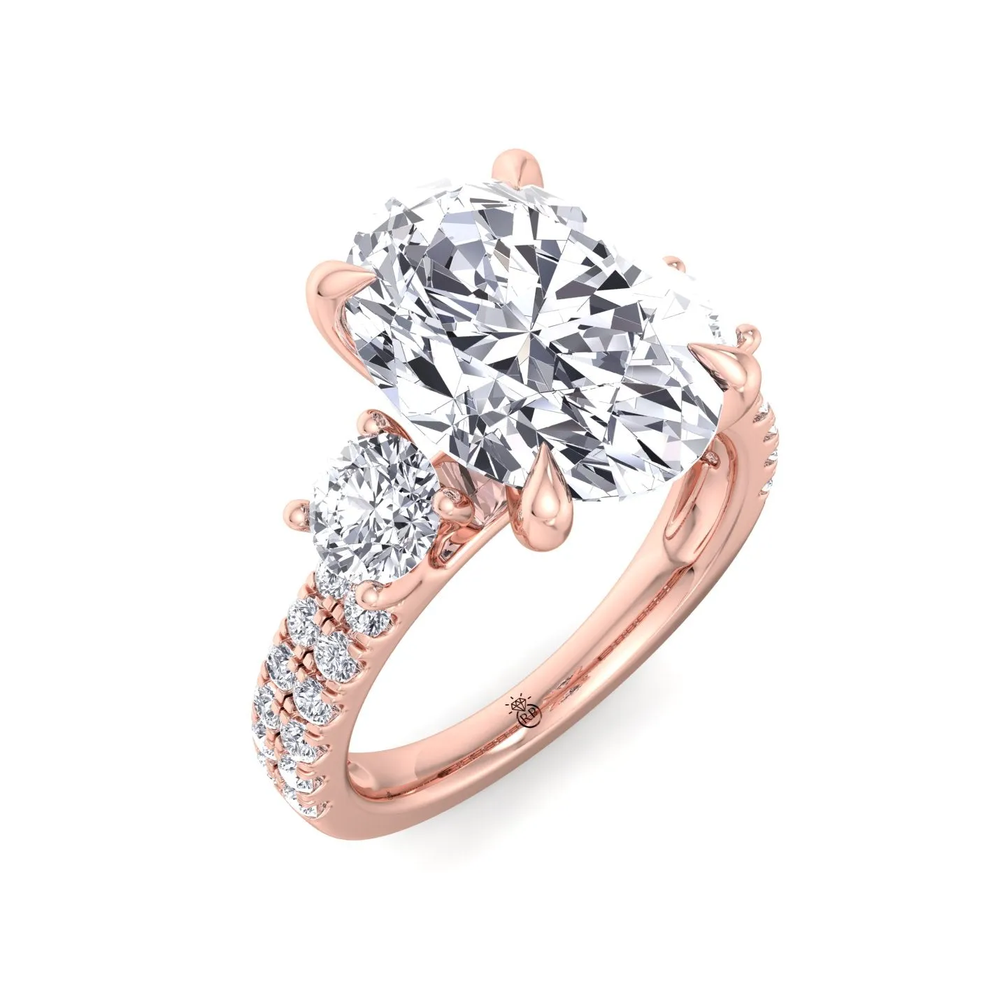 Farra - Double Row Accented Round & Oval Engagement Ring