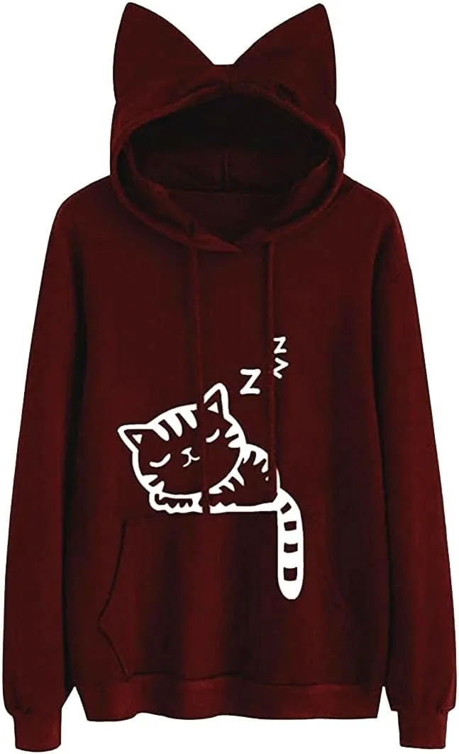 Fronage Teen Girls Hooded Sweatshirt Womens Long Sleeve Cute Hoodies Pullover Tops
