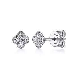Gabriel 14K Gold 0.24 Carat Diamond Cluster Earring, Available in White, Rose and Yellow Gold