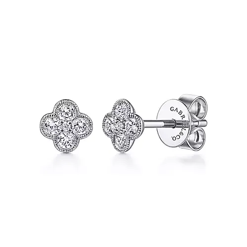 Gabriel 14K Gold 0.24 Carat Diamond Cluster Earring, Available in White, Rose and Yellow Gold