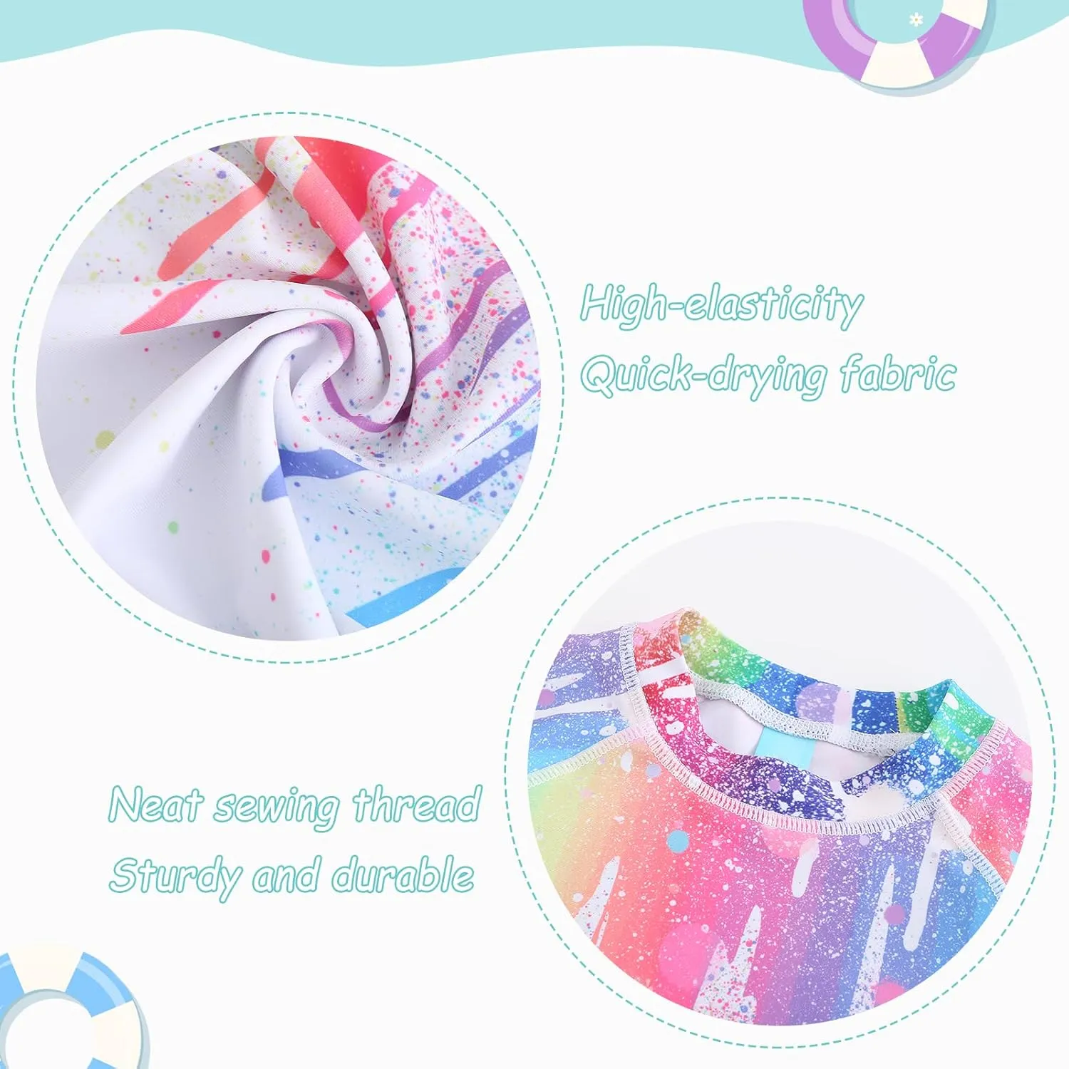 Girls Rash Guard Swimsuits UPF 50  Sun Protective Bathing Suit for Kids Girls Short Sleeve Swim Shirts 3-16 Years