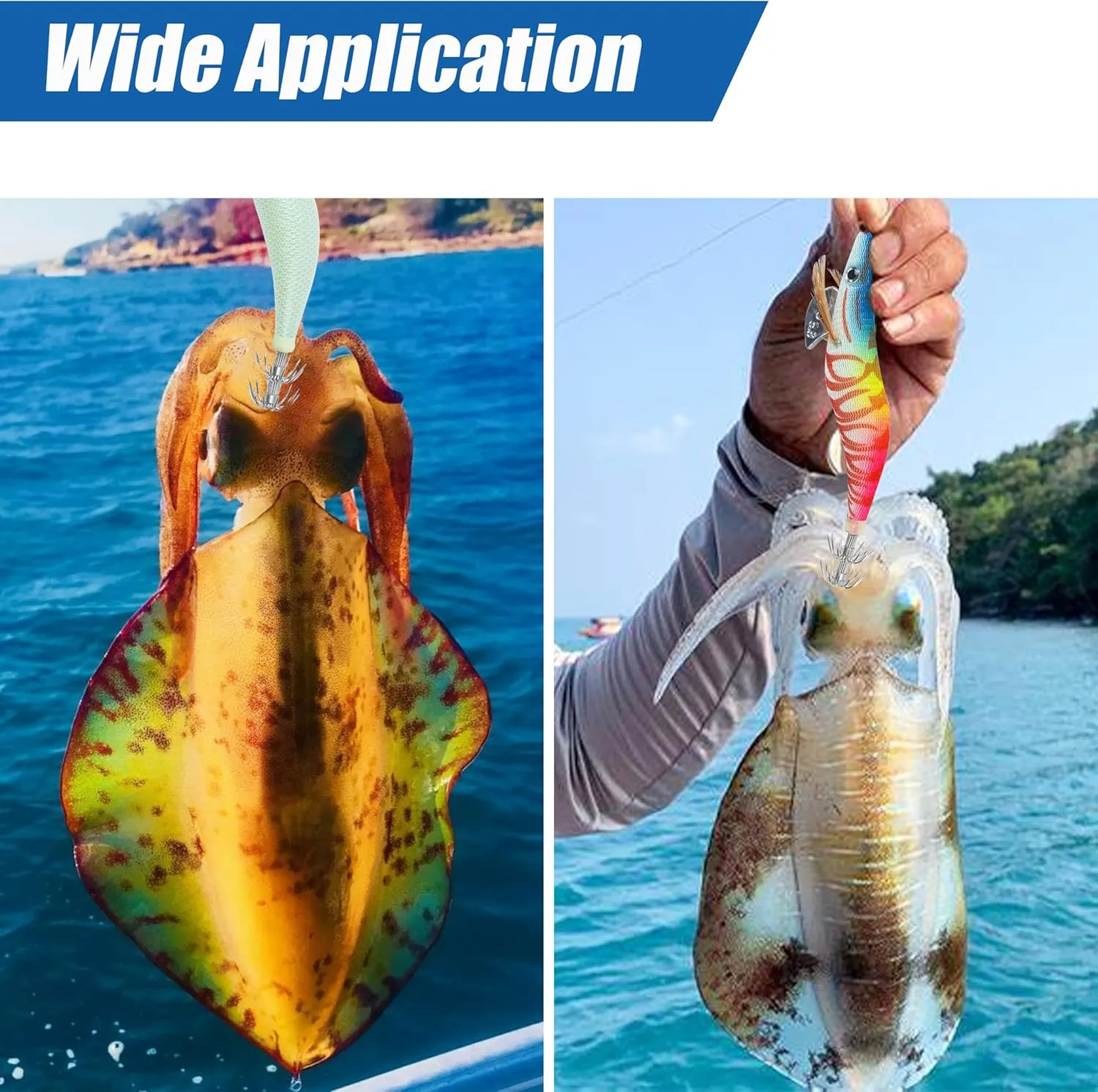 Glow Squid Jig Saltwater Squid Lures, 5/10pcs Luminous Shrimp Prawn Lures Fluorescent Cuttlefish Sleeve Octopus Jigs Artificial Baits Tackle Size 2.5 3 3.5