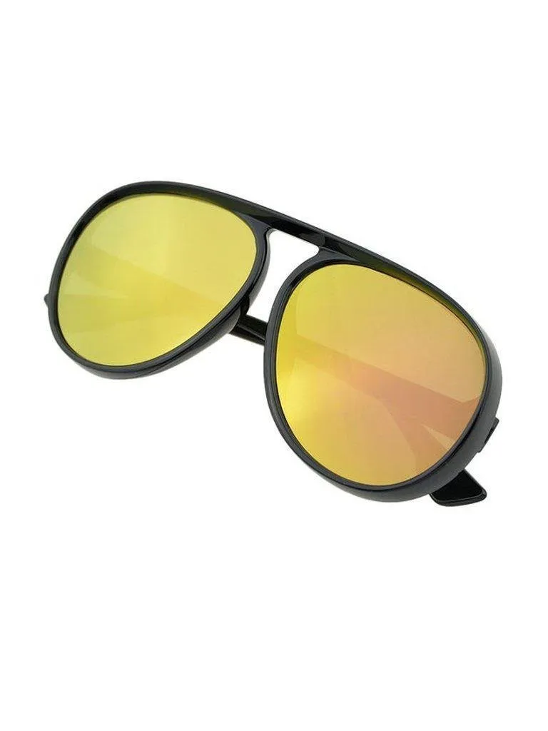 Gold Large Frame Thick Side Sunglasses