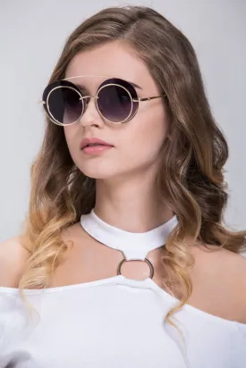 Gold Loop Round Sunglasses
