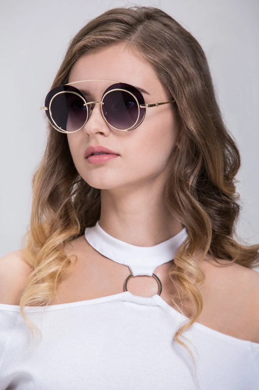 Gold Loop Round Sunglasses