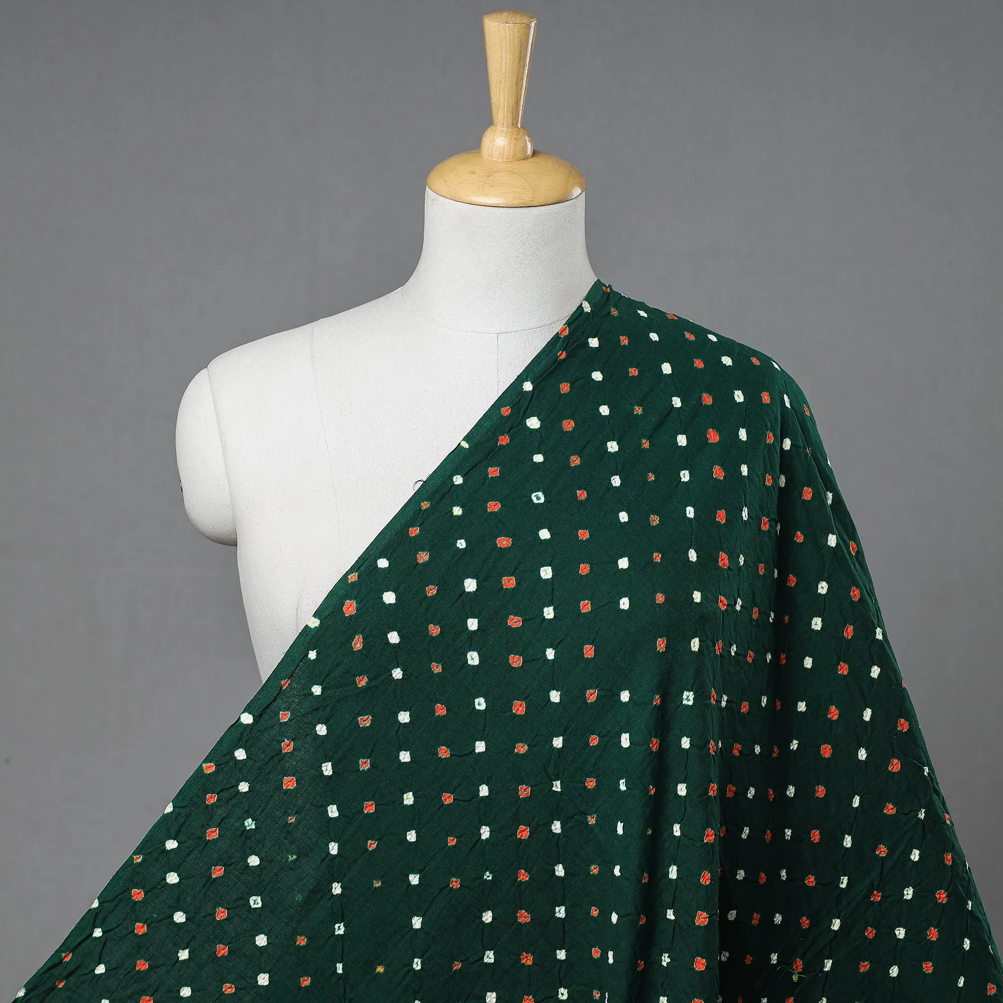 Green - Kutch Bandhani Tie-Dye Mul Cotton Fabric