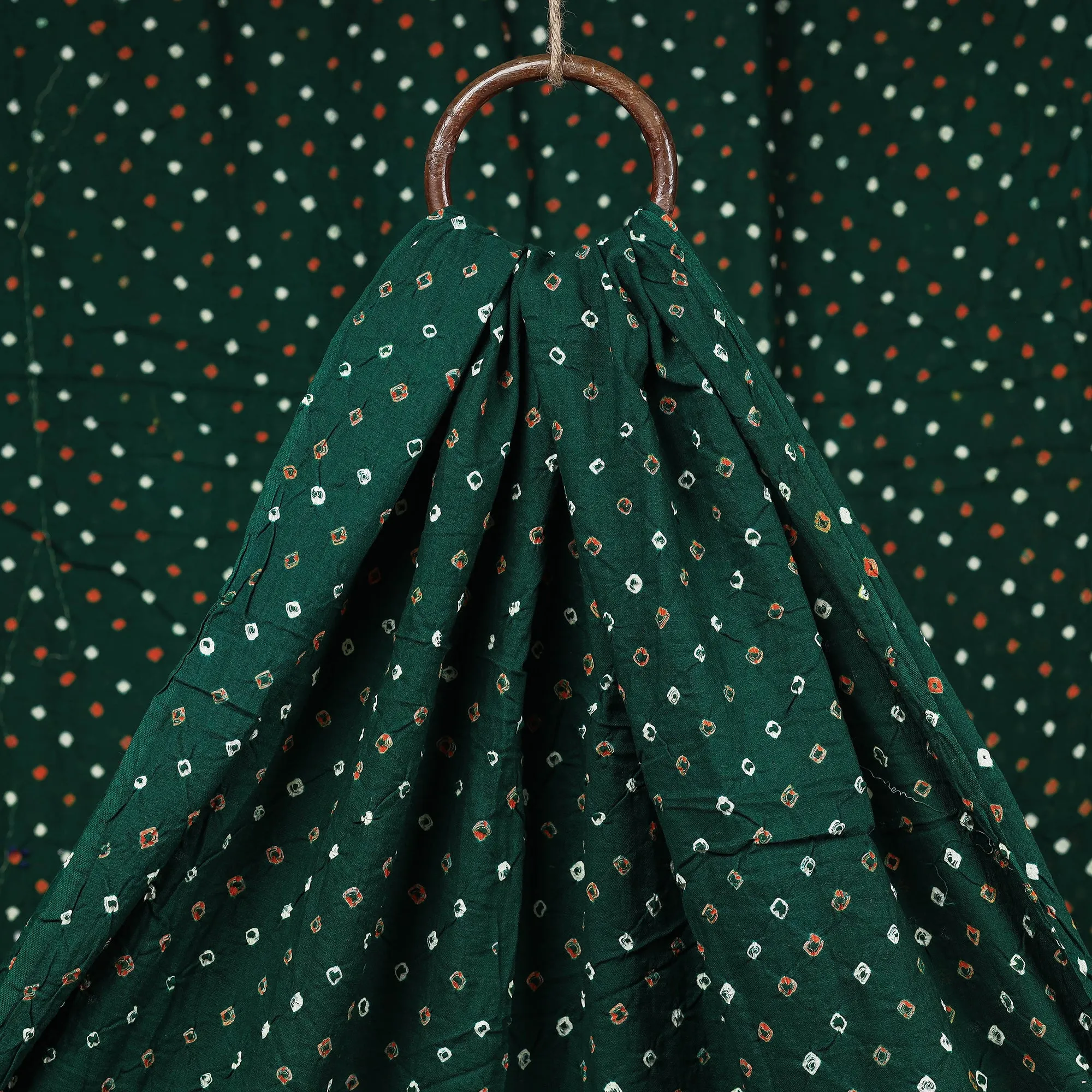 Green - Kutch Bandhani Tie-Dye Mul Cotton Fabric