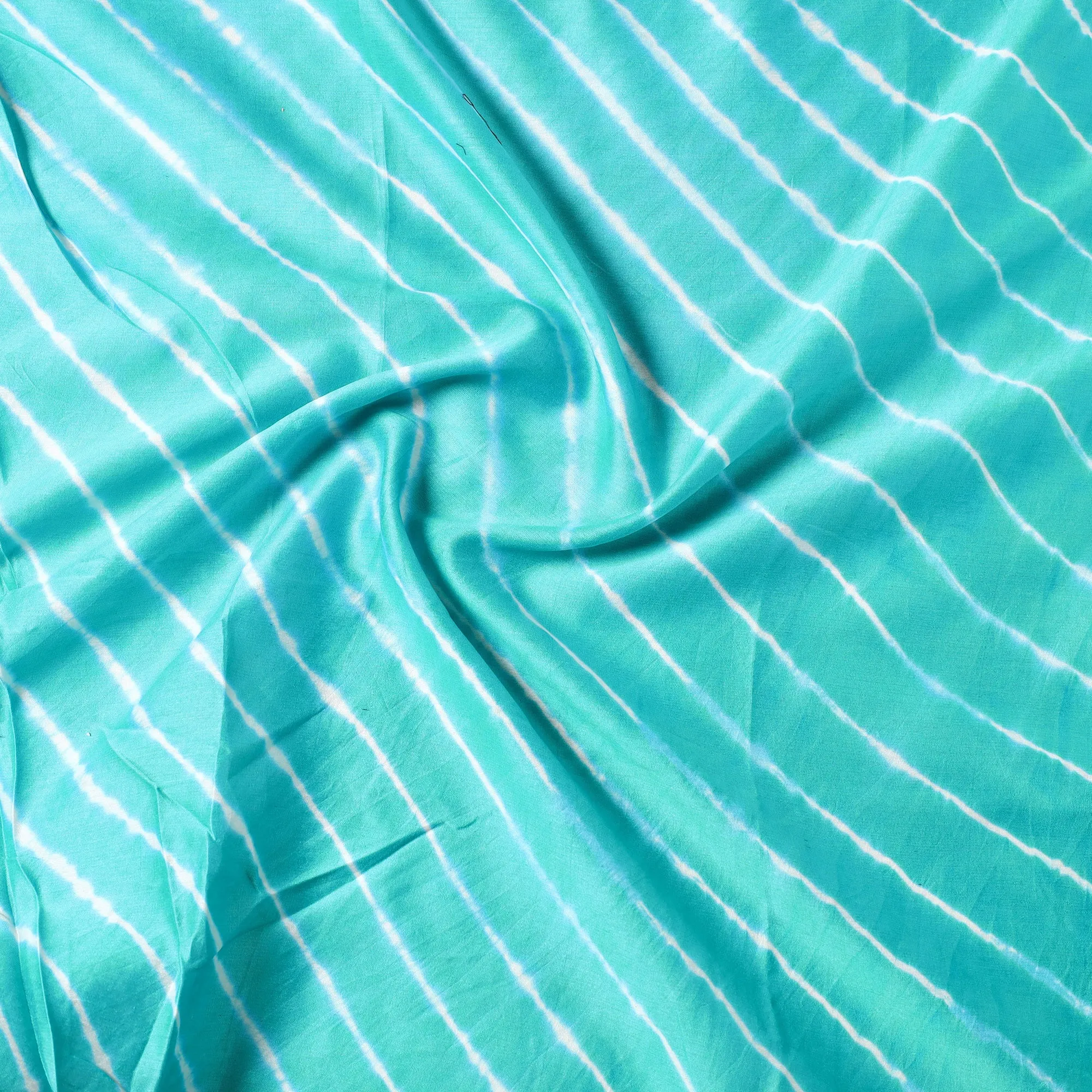 Green - Leheriya Tie-Dye Chanderi Silk Precut Fabric (1.6 Meter) 36
