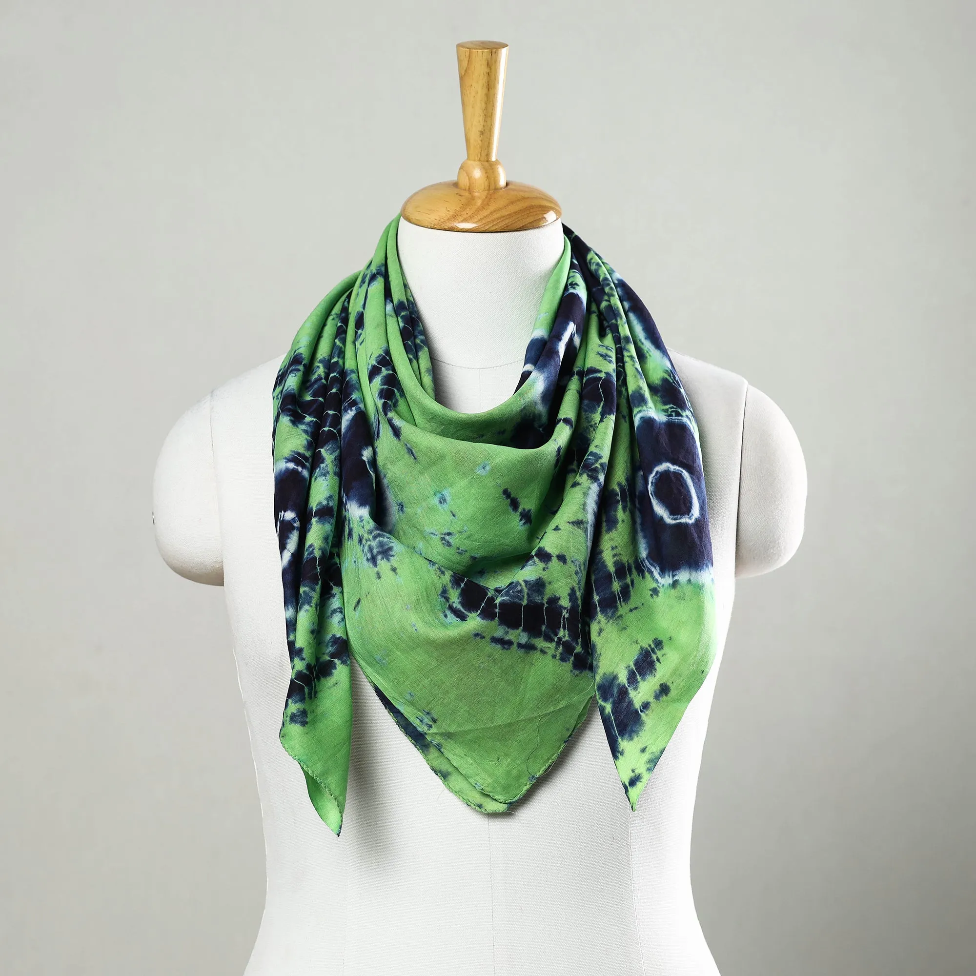 Green - Shibori Tie-Dye Mul Cotton Scarf