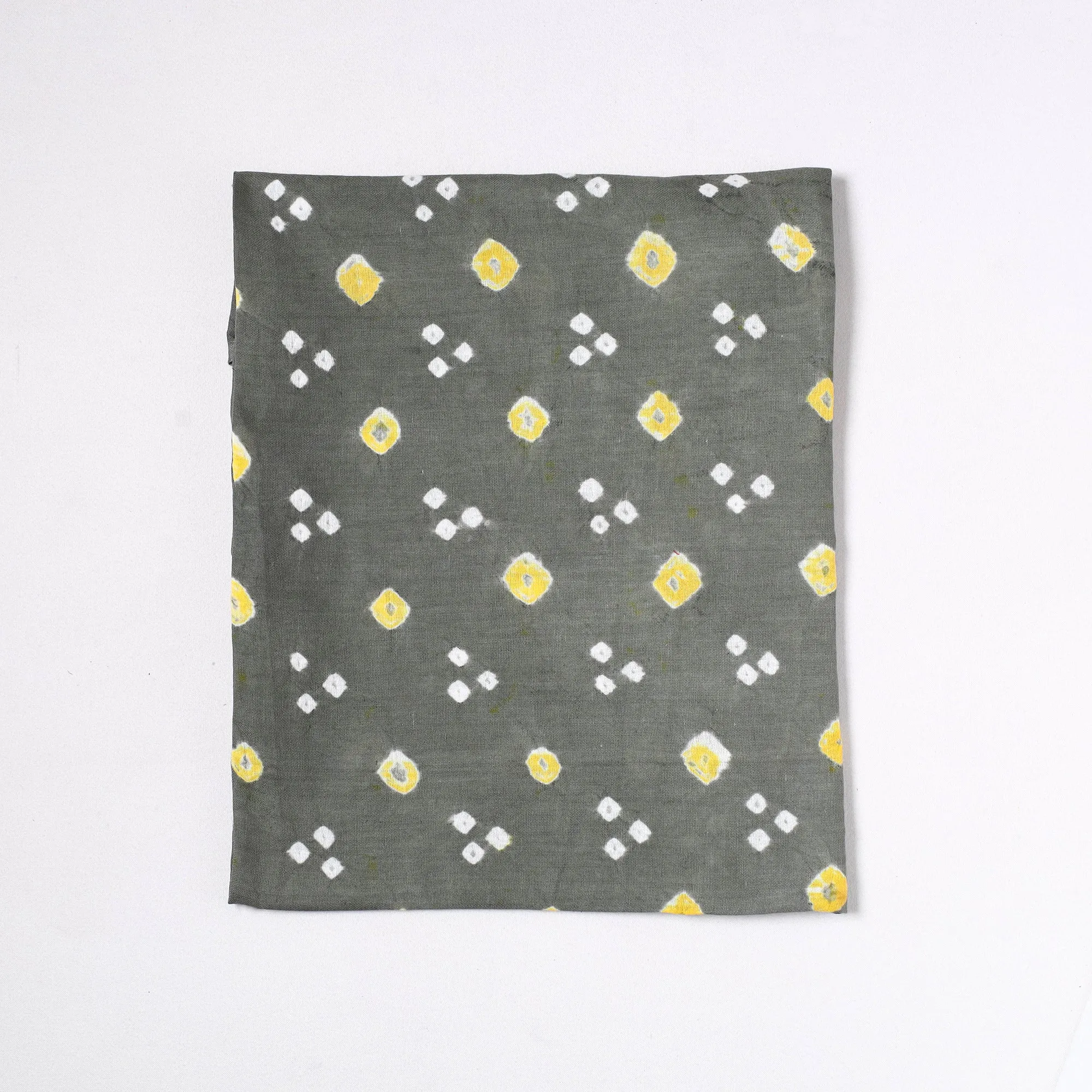 Grey - Kutch Bandhani Tie-Dye Satin Cotton Precut Fabric (0.7 meter) 35