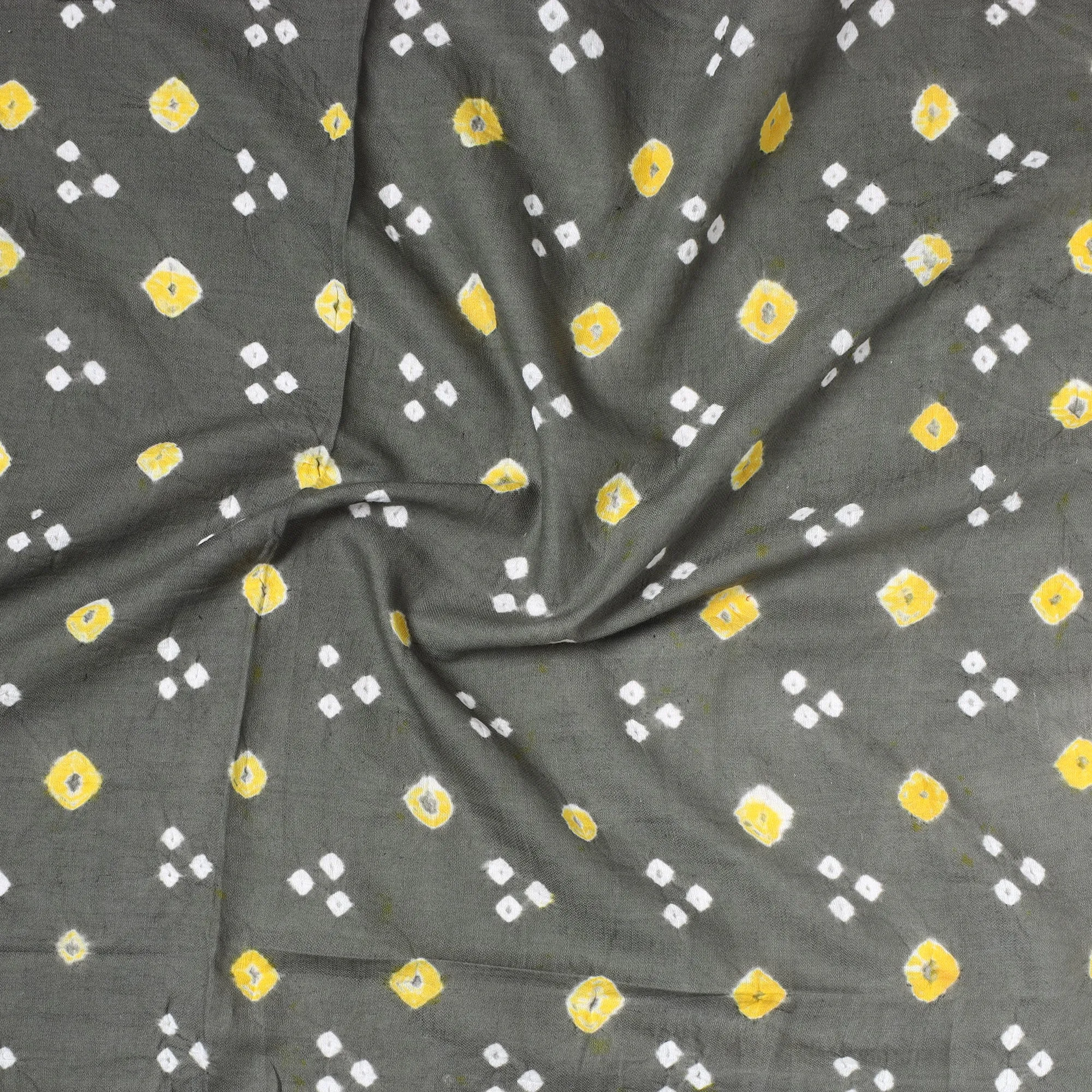 Grey - Kutch Bandhani Tie-Dye Satin Cotton Precut Fabric (0.7 meter) 35