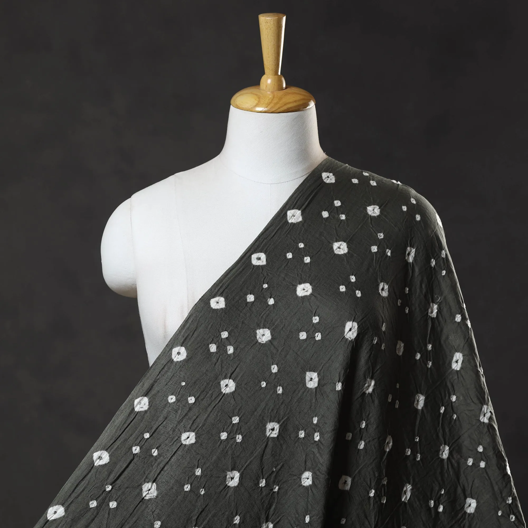 Grey - Kutch Tie-Dye Cotton Bandhani Fabric 17