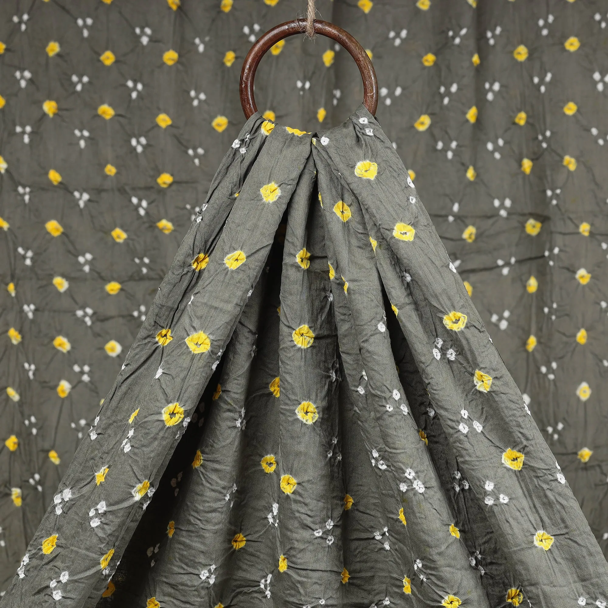 Grey - Kutch Tie-Dye Mul Cotton Bandhani Fabric 05