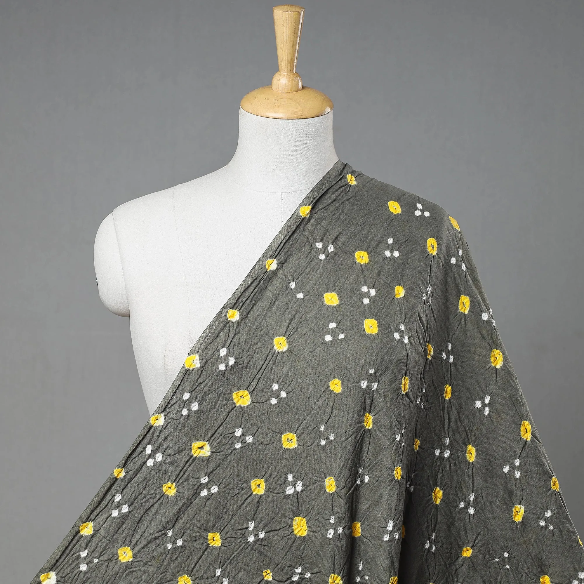 Grey - Kutch Tie-Dye Mul Cotton Bandhani Fabric 05