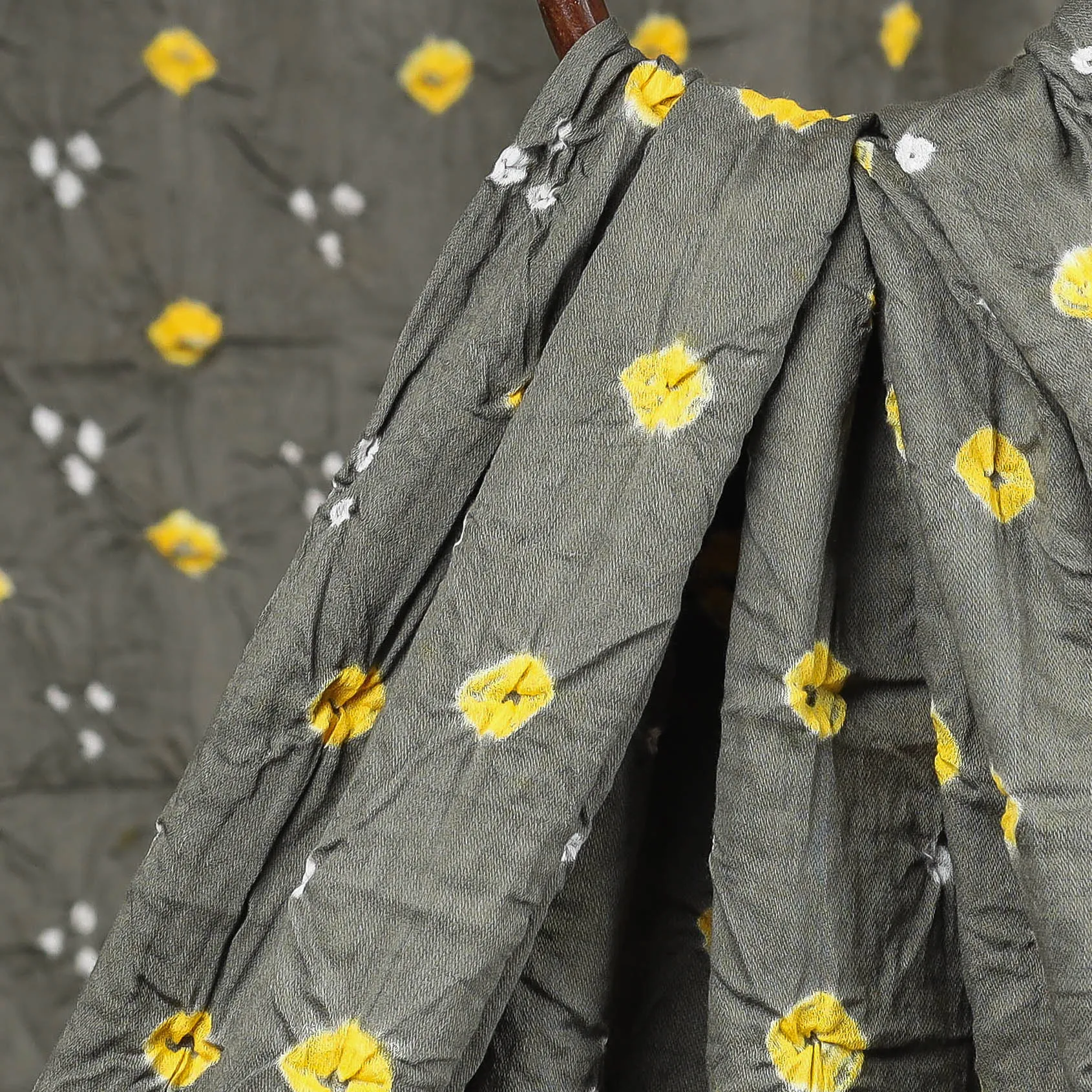 Grey - Kutch Tie-Dye Mul Cotton Bandhani Fabric 05