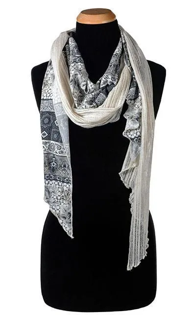 Handkerchief Scarf - Cotton Voile in Cloud with English Tea