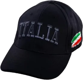 Italia Embroidered Baseball Cap Black - Italy Collection of Italian Pride Products at PSILoveItaly  Colorful Italian Hat FBA
