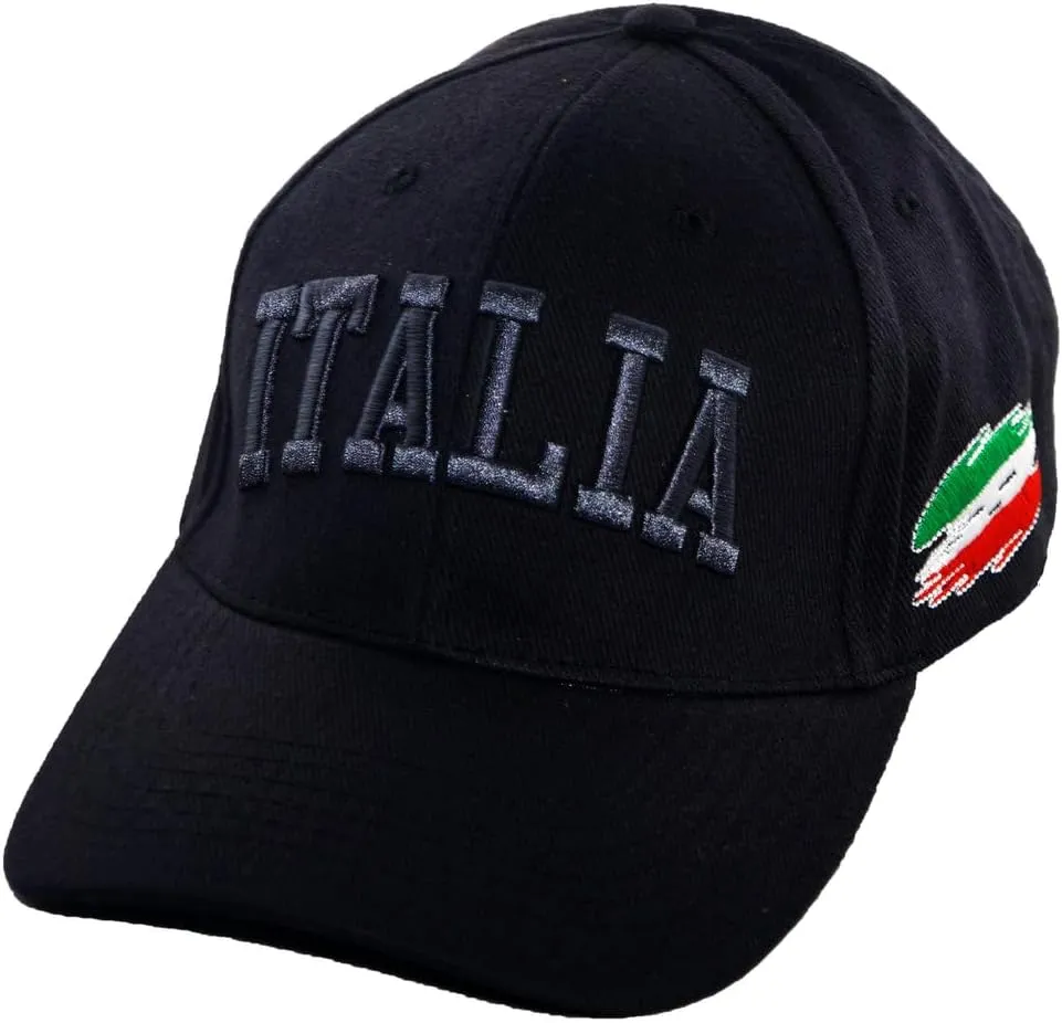 Italia Embroidered Baseball Cap Black - Italy Collection of Italian Pride Products at PSILoveItaly  Colorful Italian Hat FBA