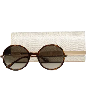 Jimmy Choo Brown Ema Round Sunglasses in case