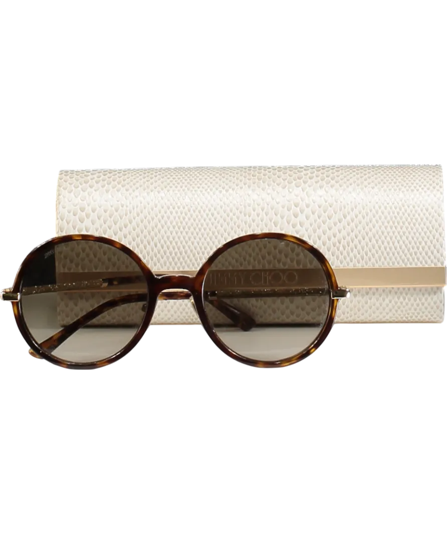 Jimmy Choo Brown Ema Round Sunglasses in case